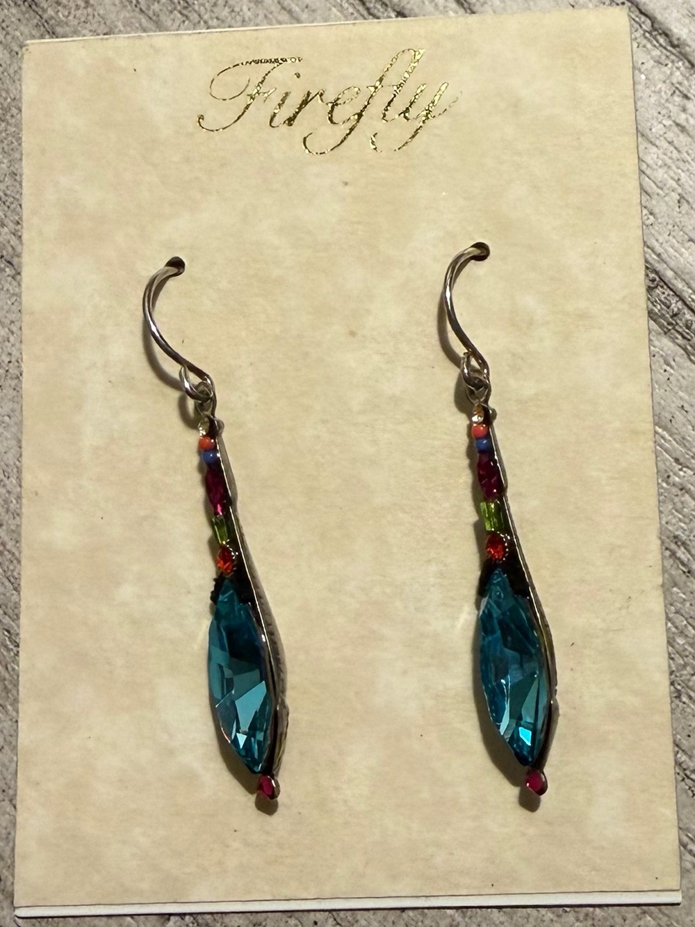 Firefly Teal Crystal Drop Earrings